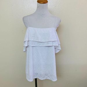 White Eyelet Ruffle Tank Top